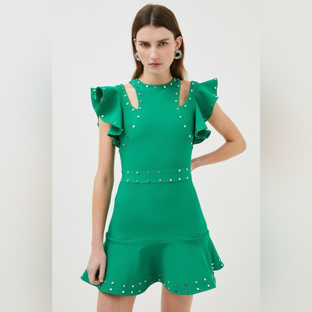 Karen Millen Studded Frill Mini Dress
